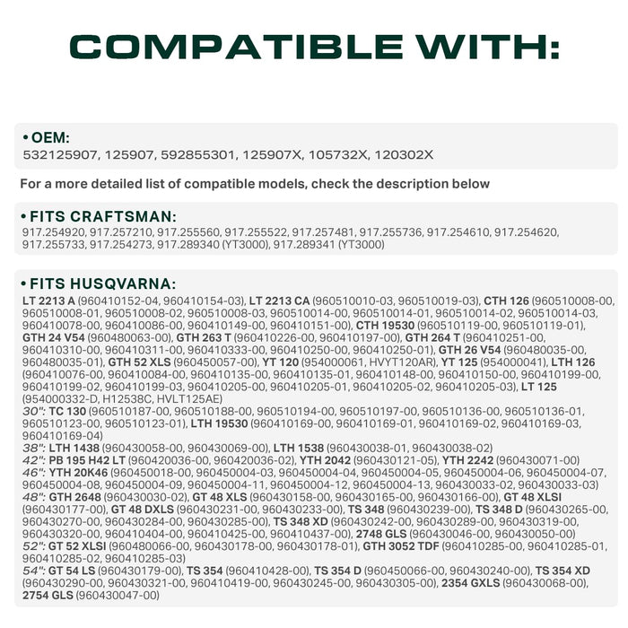 125907X, 532125907 Mower Drive Belt Replacement for Craftsman, Husqvarna & More | Aramid Cord
