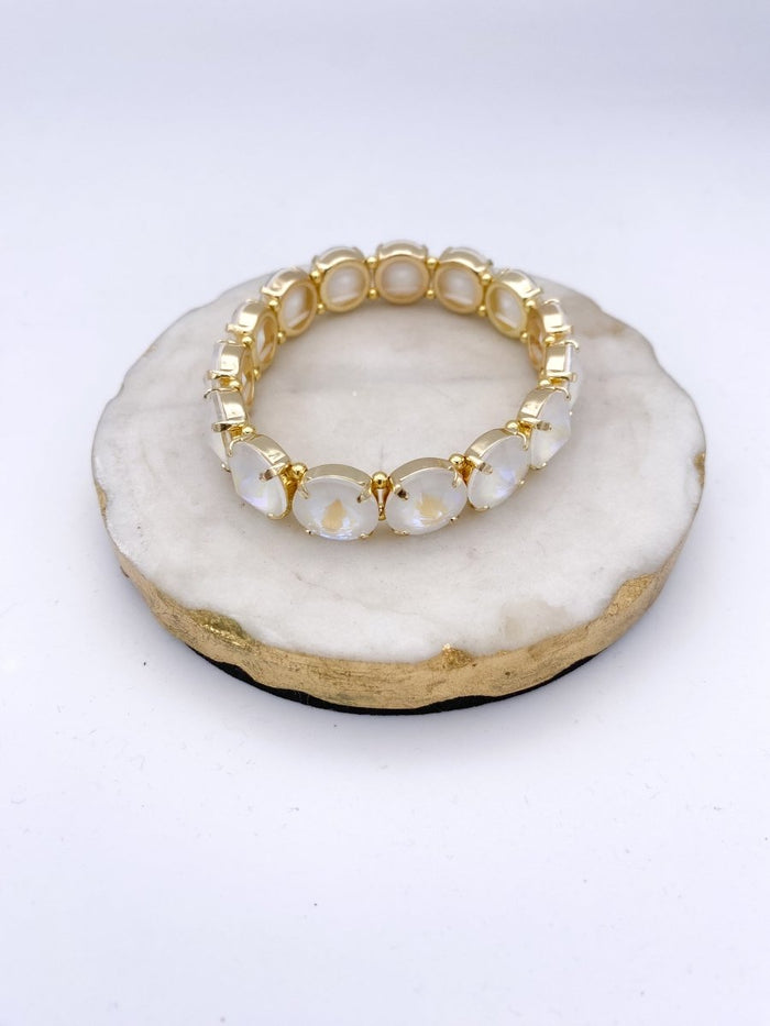 12MM Extra Credit Bracelet in Milky White - Macoma Boutique315 Jewelry