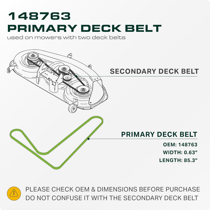 148763, 532148763 Mower Deck Belt Replacement for Craftsman & More | Aramid Cord