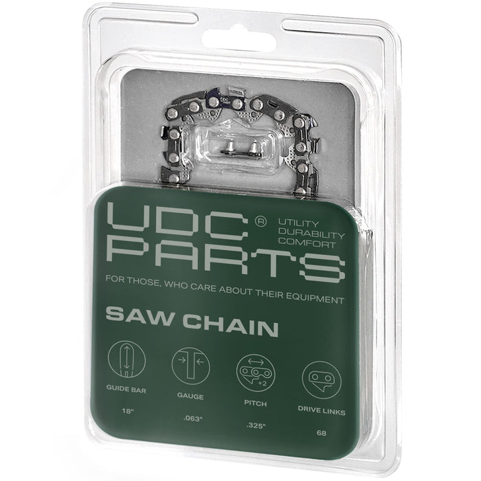 18-Inch Chainsaw Chain / L68 / .063 Gauge 68 Drive Links .325' Pitch/Low-Kickback and Low-Vibration/Fits Stihl - 1 Pack
