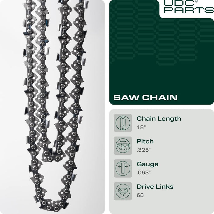 18-Inch Chainsaw Chain / L68 / .063 Gauge 68 Drive Links .325' Pitch/Low-Kickback and Low-Vibration/Fits Stihl - 1 Pack