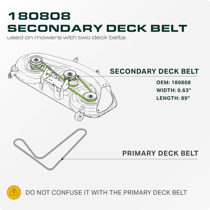 180808, 174369 Mower Secondary Deck Belt Replacement for Craftsman, Husqvarna & More | 48-in Deck | Aramid Cord