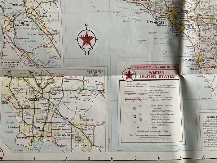 1963 Texaco Central and Western US Highway Transportation Travel Road Map