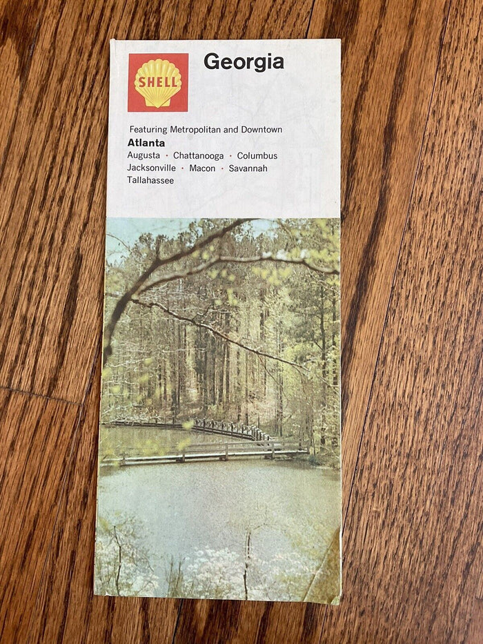 1968 Shell Oil Georgia State Highway Transportation Travel Road Map with Cities