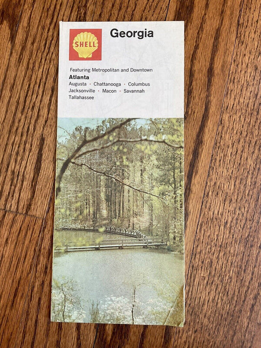 1968 Shell Oil Georgia State Highway Transportation Travel Road Map with Cities