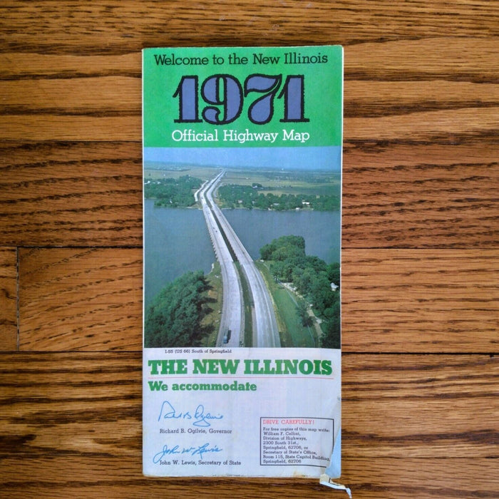 1971 Official Illinois State Highway Transportation Travel Road Map