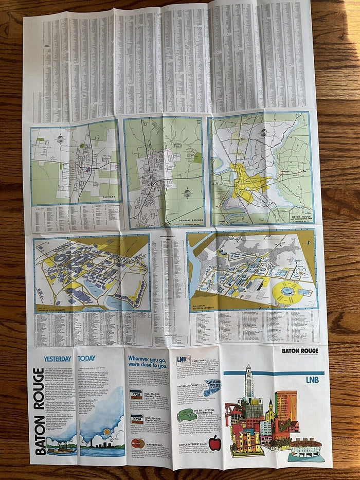 1982 Official Baton Rouge Louisiana Transportation Travel Road Map with Cities
