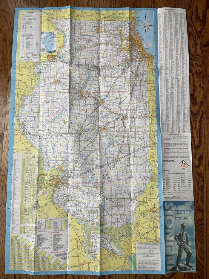 1997-1998 Official Illinois State Highway Transportation Travel Road Map