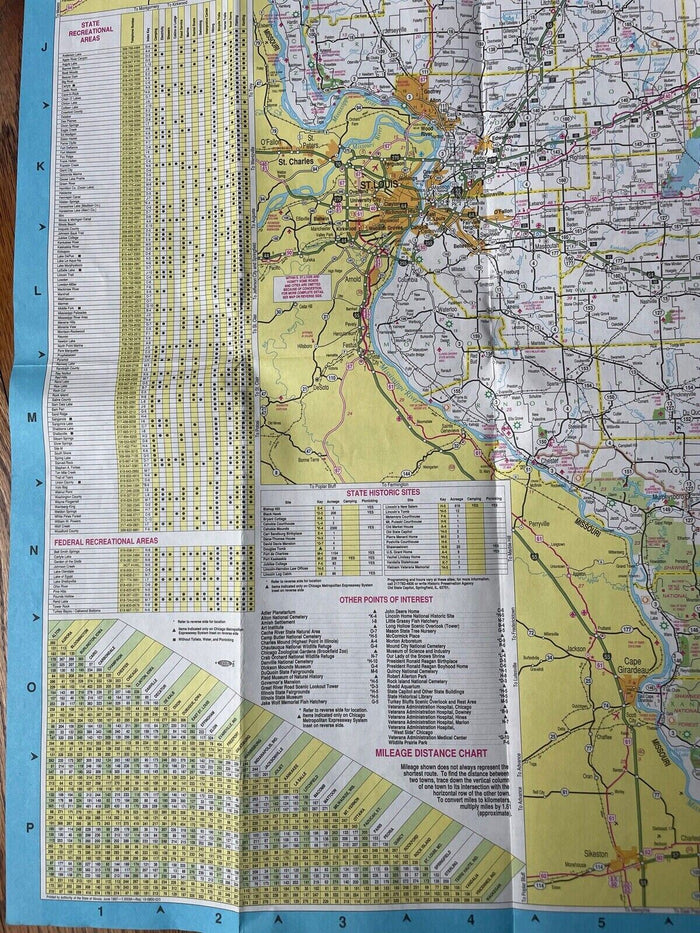 1997-1998 Official Illinois State Highway Transportation Travel Road Map