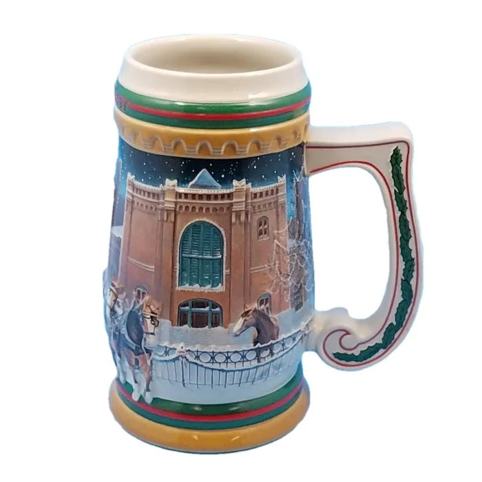 1997 Budweiser Stein Bud Christmas Ceramic Mug CS313 Home For The Holidays