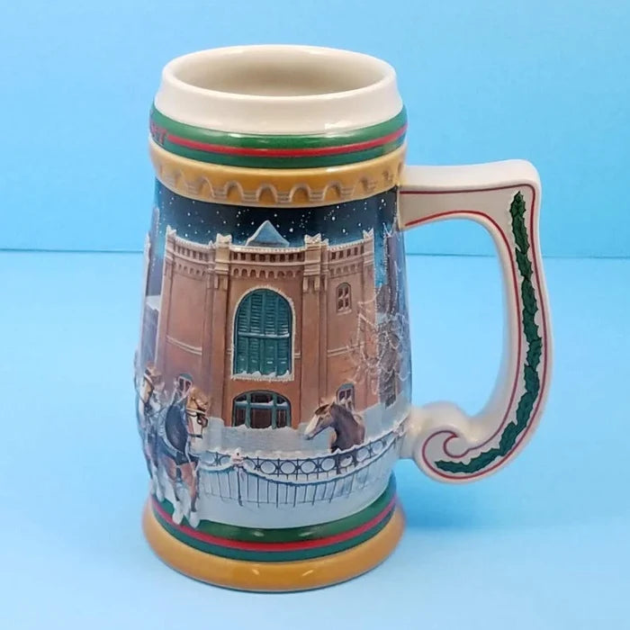 1997 Budweiser Stein Bud Christmas Ceramic Mug CS313 Home For The Holidays