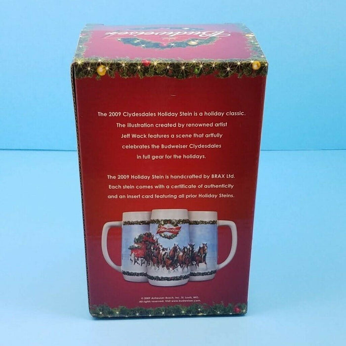 2009 Christmas Budweiser Stein Mug Gift Box and COA A Holiday Tradition CS699