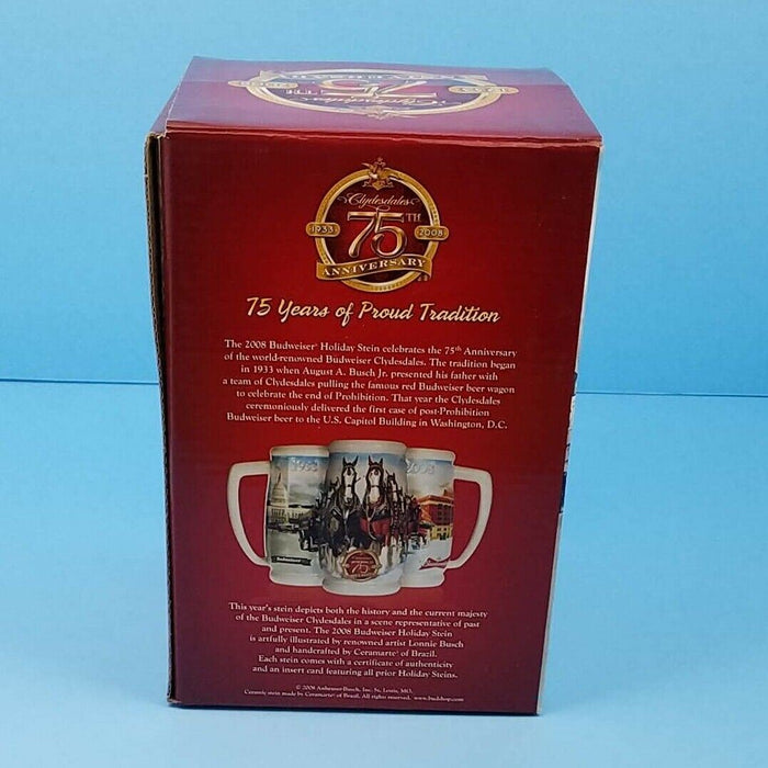 2009 Christmas Budweiser Stein Mug Gift Box and COA A Holiday Tradition CS699