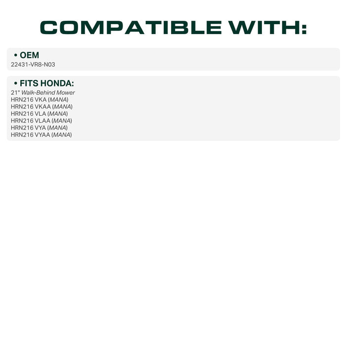22431-VR8-N03 Mower Drive V-Belt Replacement for Honda HRN216 & More | 21-in Deck | Aramid Cord