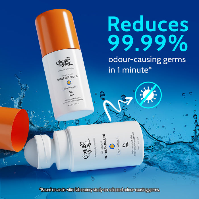 5% AHA Underarm Roll on for Odour Control & Pigmentation (Peach) - 40 ml | Pack of 3