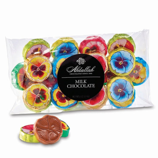 7.5oz Bag Foil Milk Chocolate Pansies