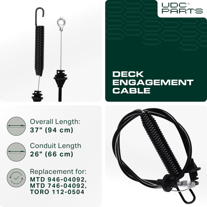 946-04092 Deck Engagement Cable Replacement for MTD Troy Bilt 746-04092 Toro 112-0504 PTO Clutch Cable LX420 LX425 LX460 LX465 Lawn Mowers
