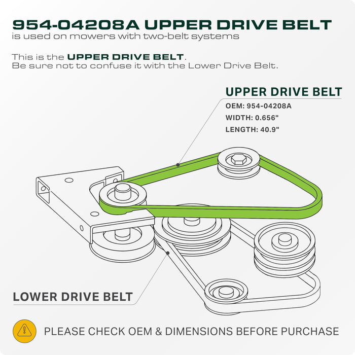 954-04208A, 954-04208 Mower Drive Belt Replacement for Craftsman LT2000 | Troy-Bilt Bronco & More | Aramid Cord