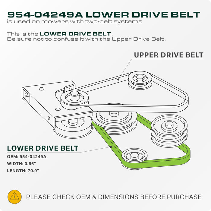 954-04249 Mower Drive Belt Replacement for Craftsman LT2000 | Troy-Bilt Pony, Huskee LT4200 & More | Aramid Cord
