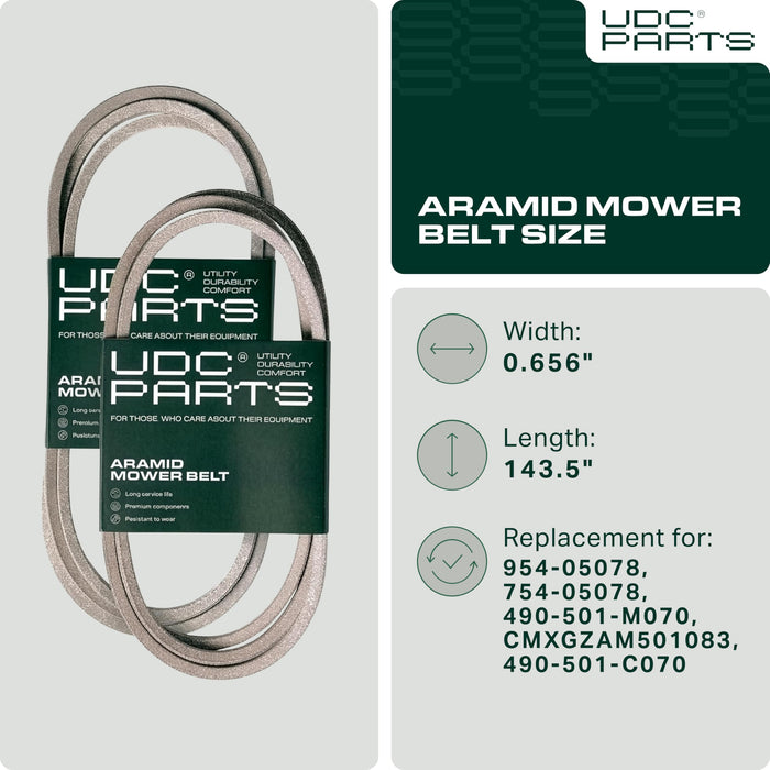 954-05078, 490-501-C070 Mower Deck Belt Replacement for Cub Cadet RZT | Craftsman Z550 & More | 50-in Deck | Aramid Cord