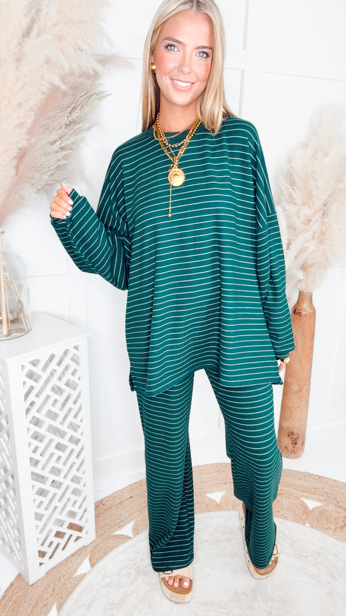 Addi Oversized Striped Top-Green