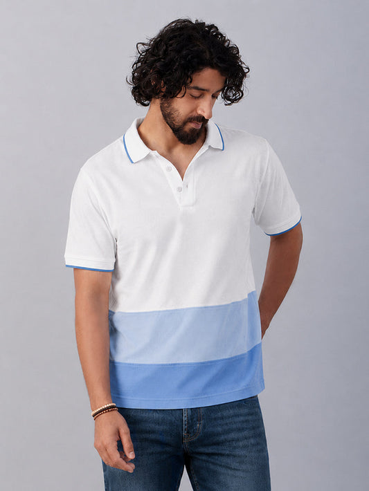 Aeris White Cotton Polo T-Shirt front look