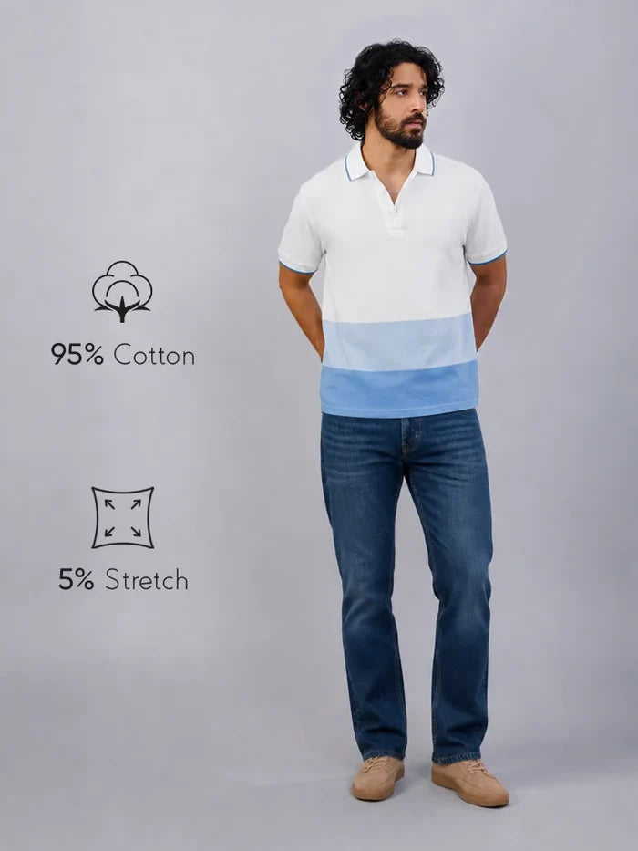 Aeris White Cotton Polo T-Shirt full look