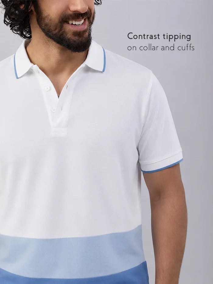 Aeris White Cotton Polo T-Shirt -zoom in collar & Cuff