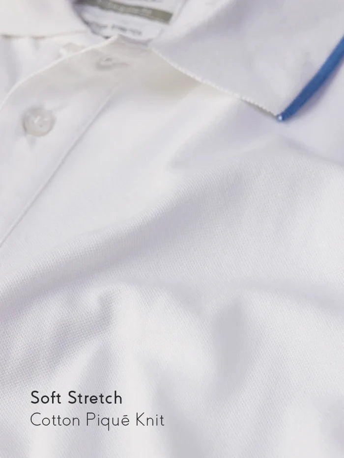 Aeris White Cotton Polo T-Shirt fabric