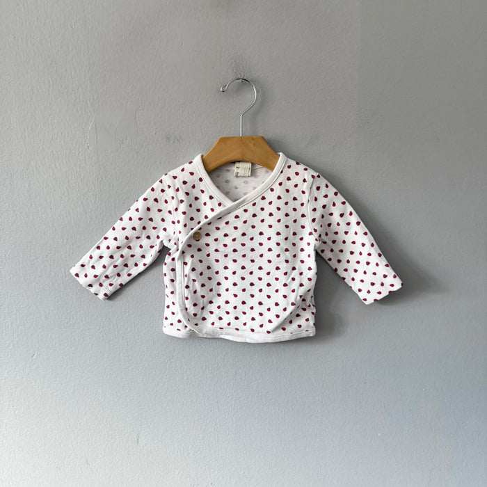 Alana / White x ladybug long sleeve kimono top / 3-6M(62)