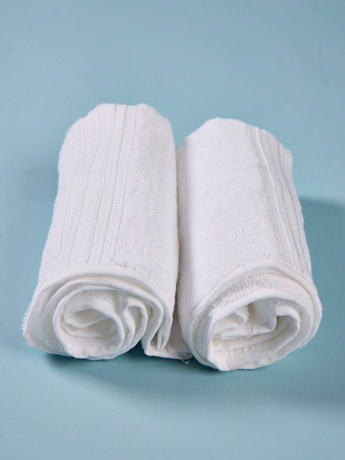 Alba White Cotton Hand Towel (Pack of 2)
