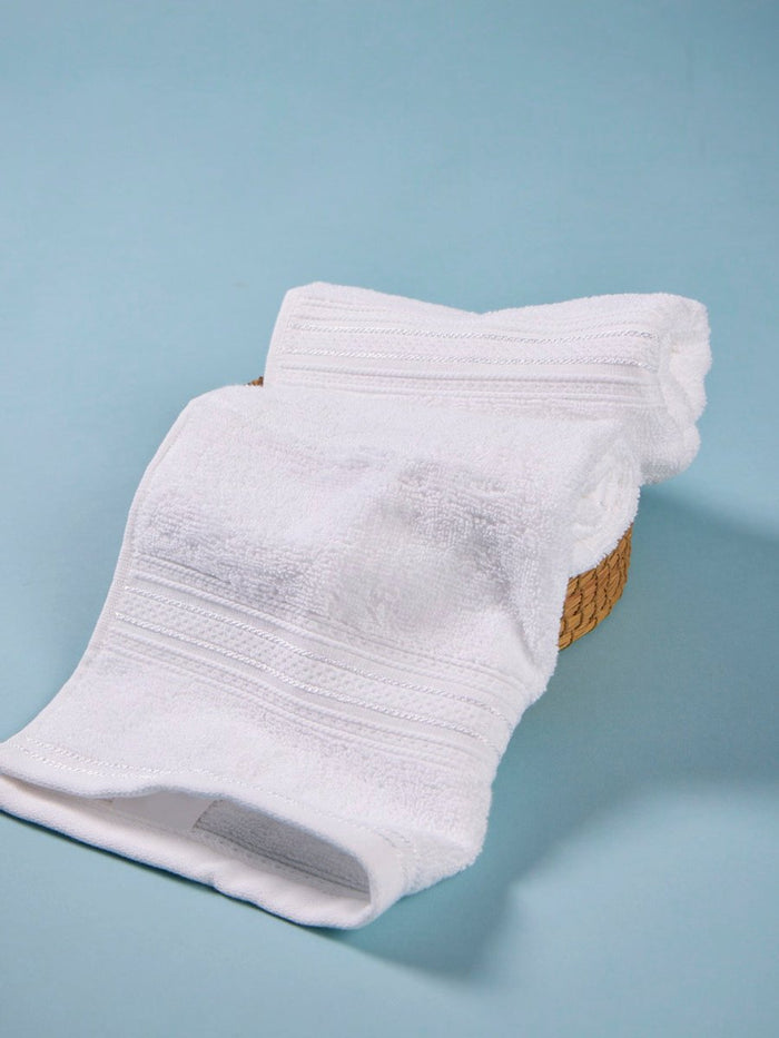 Alba White Cotton Hand Towel (Pack of 2)