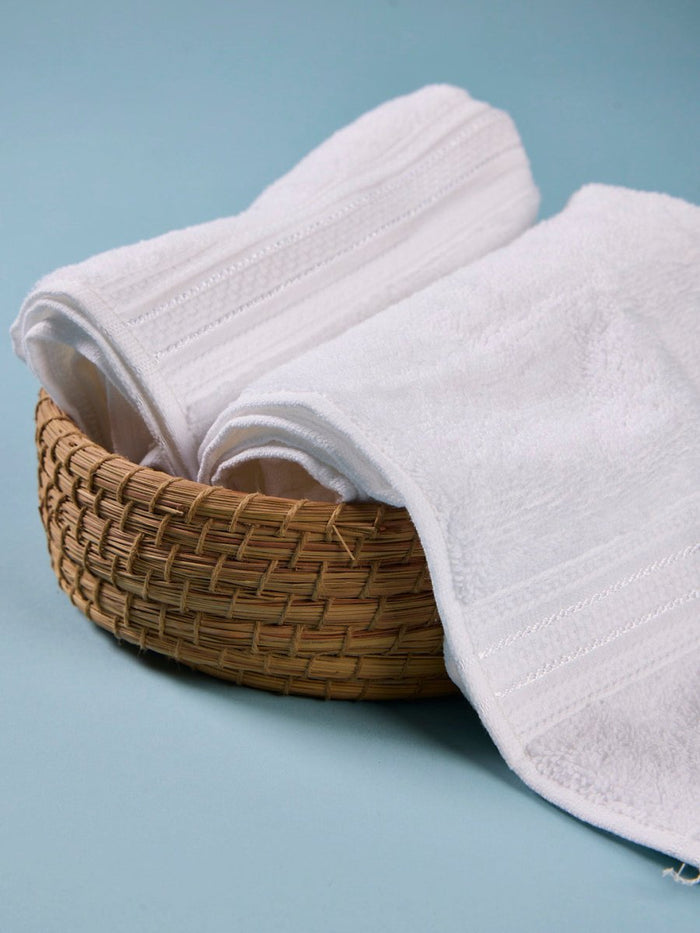 Alba White Cotton Hand Towel (Pack of 2)