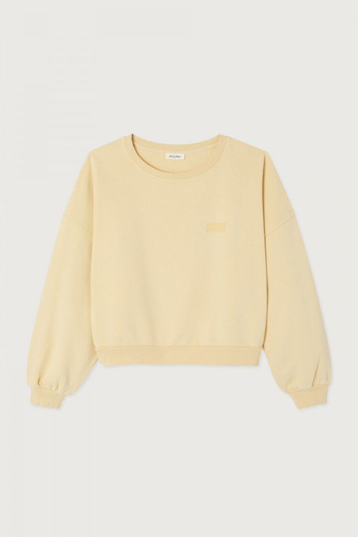 American Vintage Jitbay Sweatshirt in Limonade Vintage, a soft butter yellow oversized 100% cotton sweatshirt.