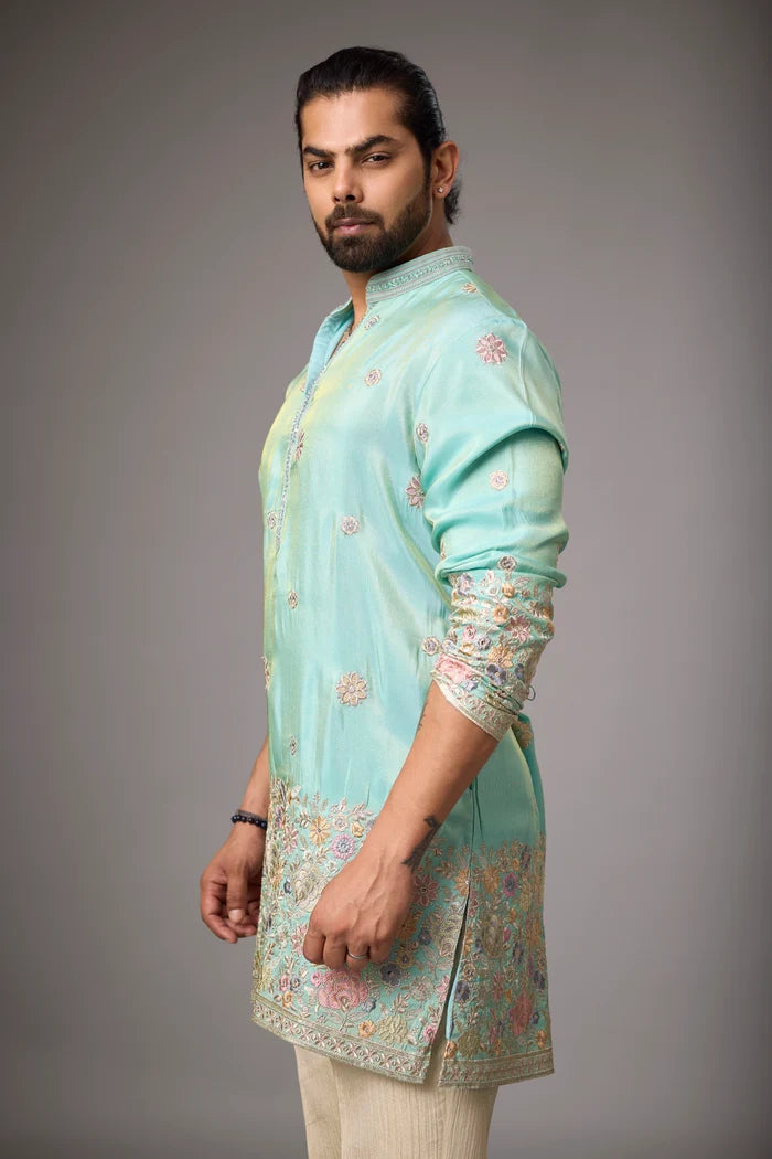 Buy Aqua Mint Kurta Set for Men Online India | Mahavir NX