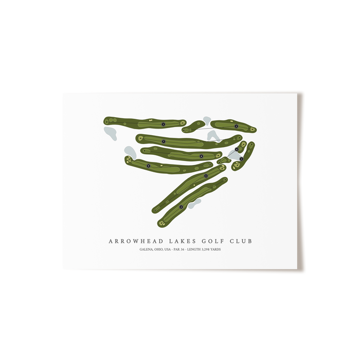 Arrowhead Lakes Golf Club | Golf Course Map | Unframed