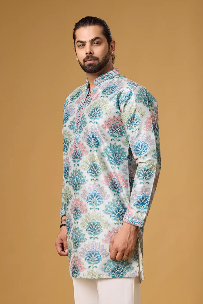All-Over Floral Jacquard Kurta Set – Festive & Daytime Wear | Mahavir NX