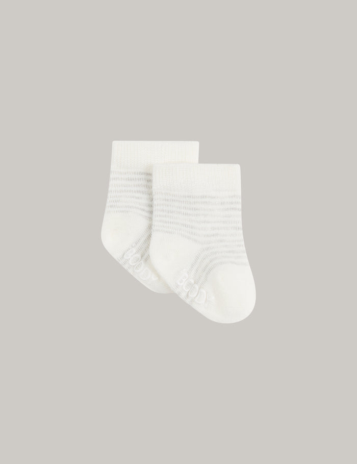 Baby Socks - 3 Pack - Heather Grey / Natural White / Stripe