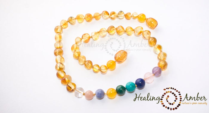 Gold Amber & Gemstone Purple String/Circle