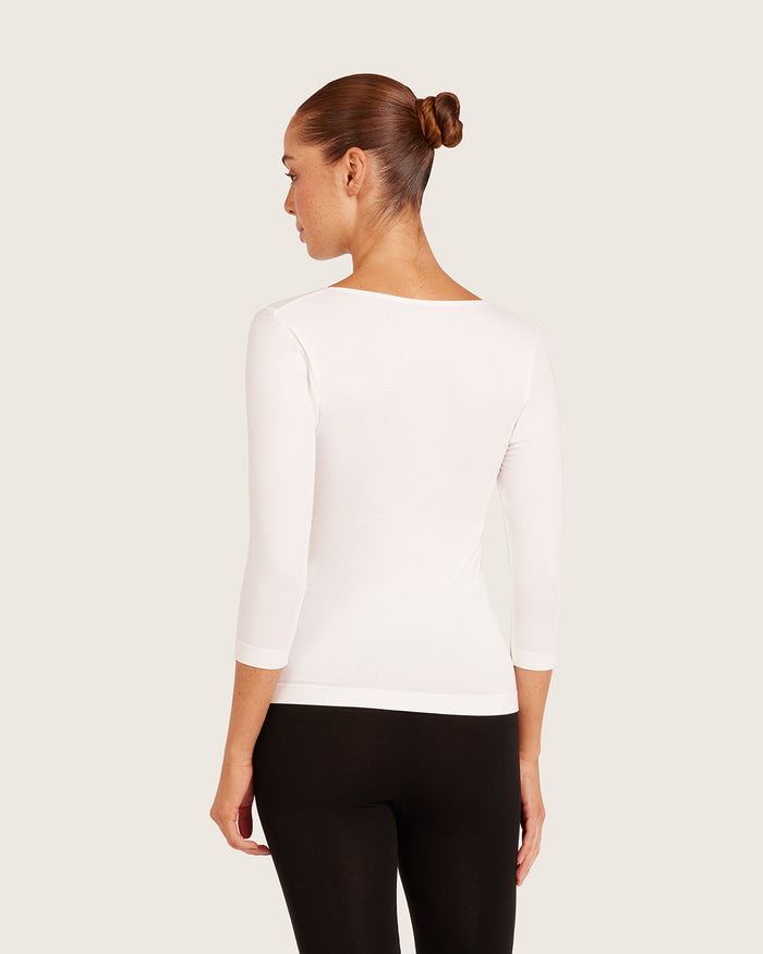 Base Layer 3/4 Sleeve Top - White