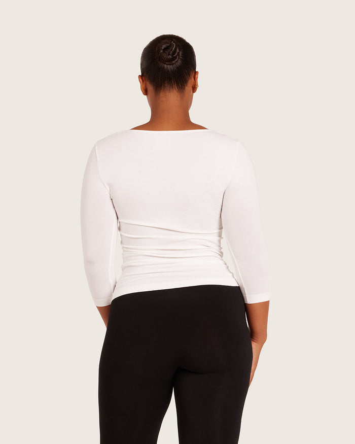 Base Layer 3/4 Sleeve Top - White