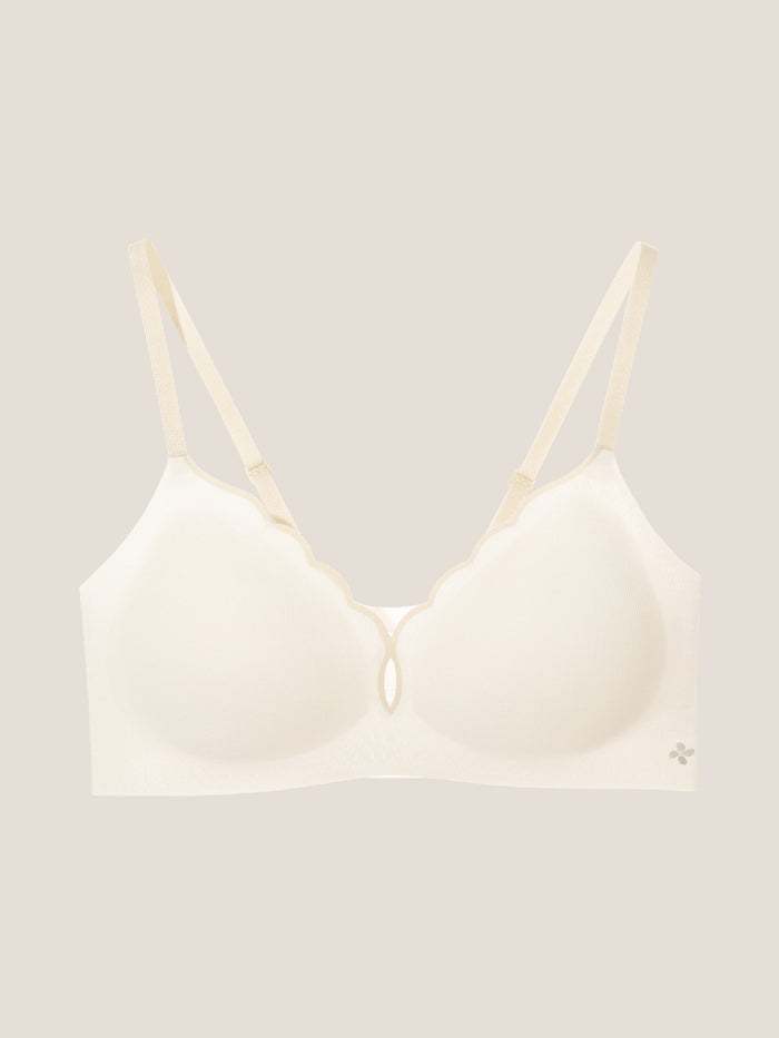 Basic Seamless Deep V Scalloped Neck Cooling Bra - Smart Size