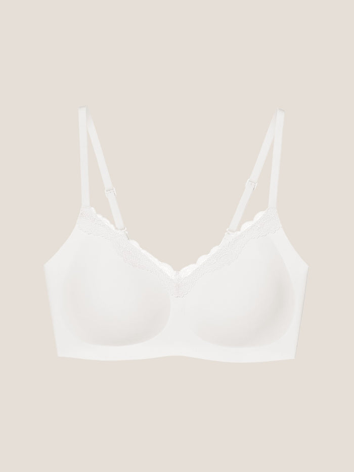 Basic Seamless Lace-Trimmed V-Neck Bralette - Smart Size