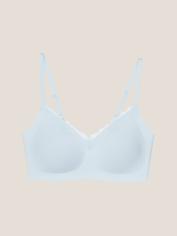 Basic Seamless Lace-Trimmed V-Neck Bralette - Smart Size