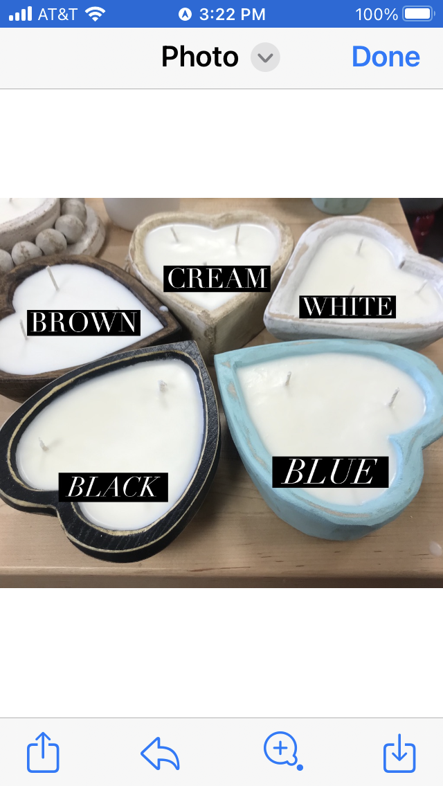 BC 3 wick wooden heart