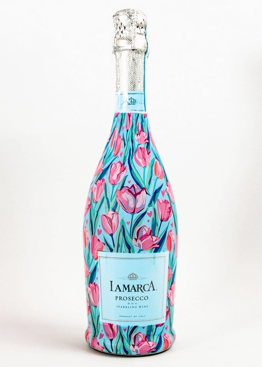 champagne bottle wrap Beau Bottle Blushing Tulip Garden Prosecco Bottle Wrap