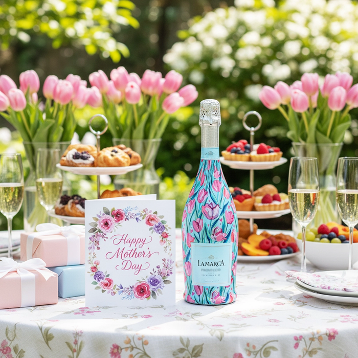 Beau Bottle Blushing Tulip Garden Prosecco Bottle Wrap