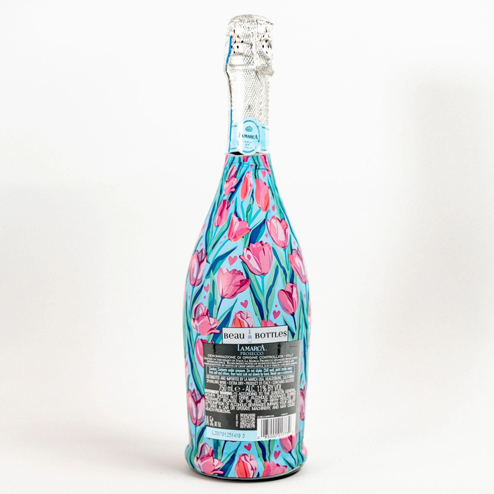 Beau Bottle Blushing Tulip Garden Prosecco Bottle Wrap