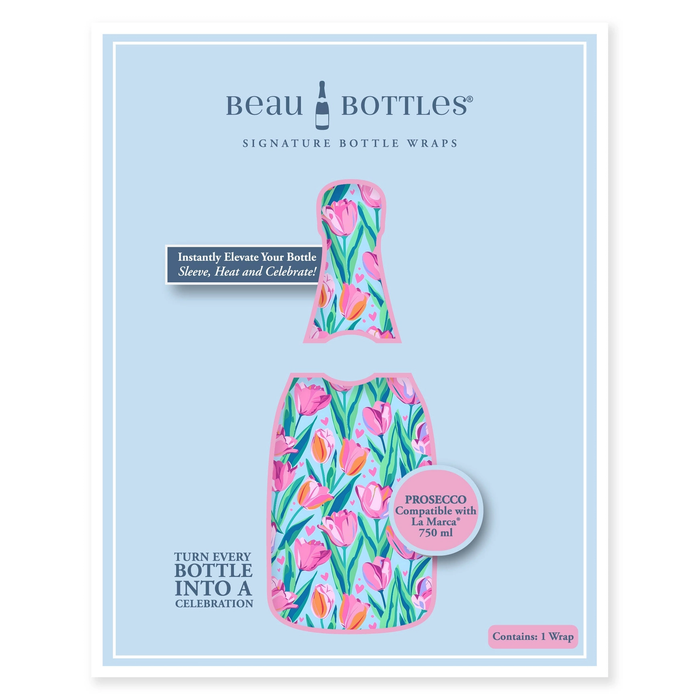 Beau Bottle Blushing Tulip Garden Prosecco Bottle Wrap