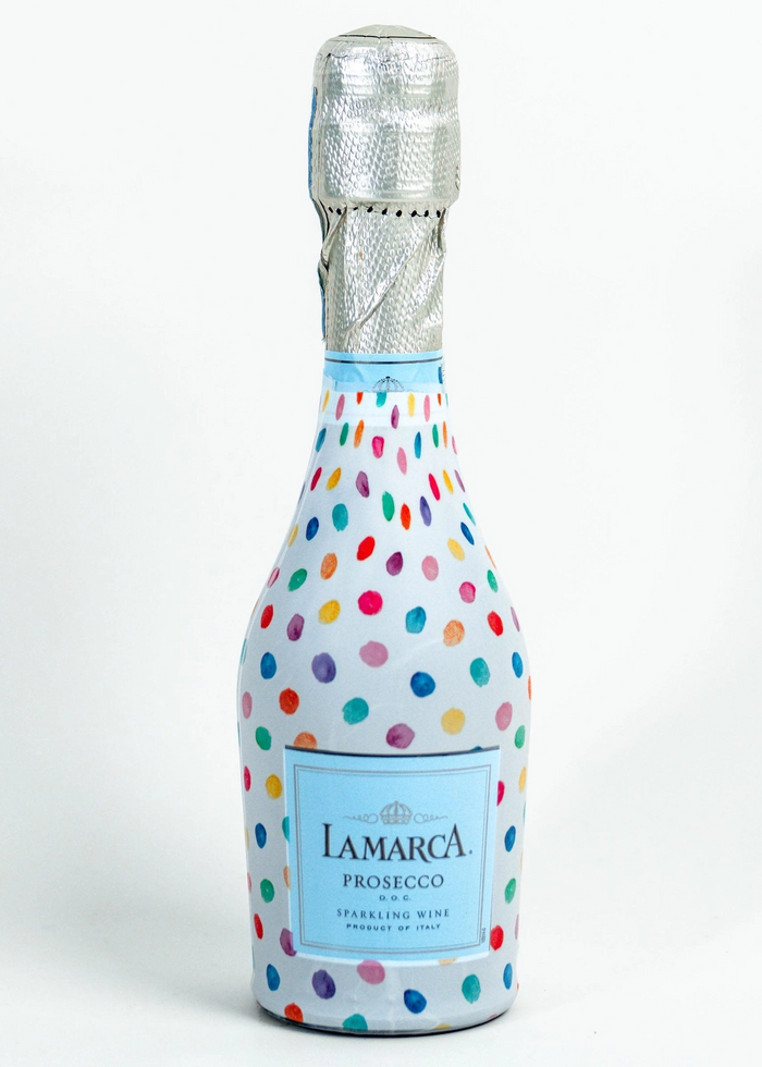 6 pack mini prosecco champagne bottle Beau Bottles Colorful Dots Mini Prosecco Signature Bottle Wraps - 6 Pack
